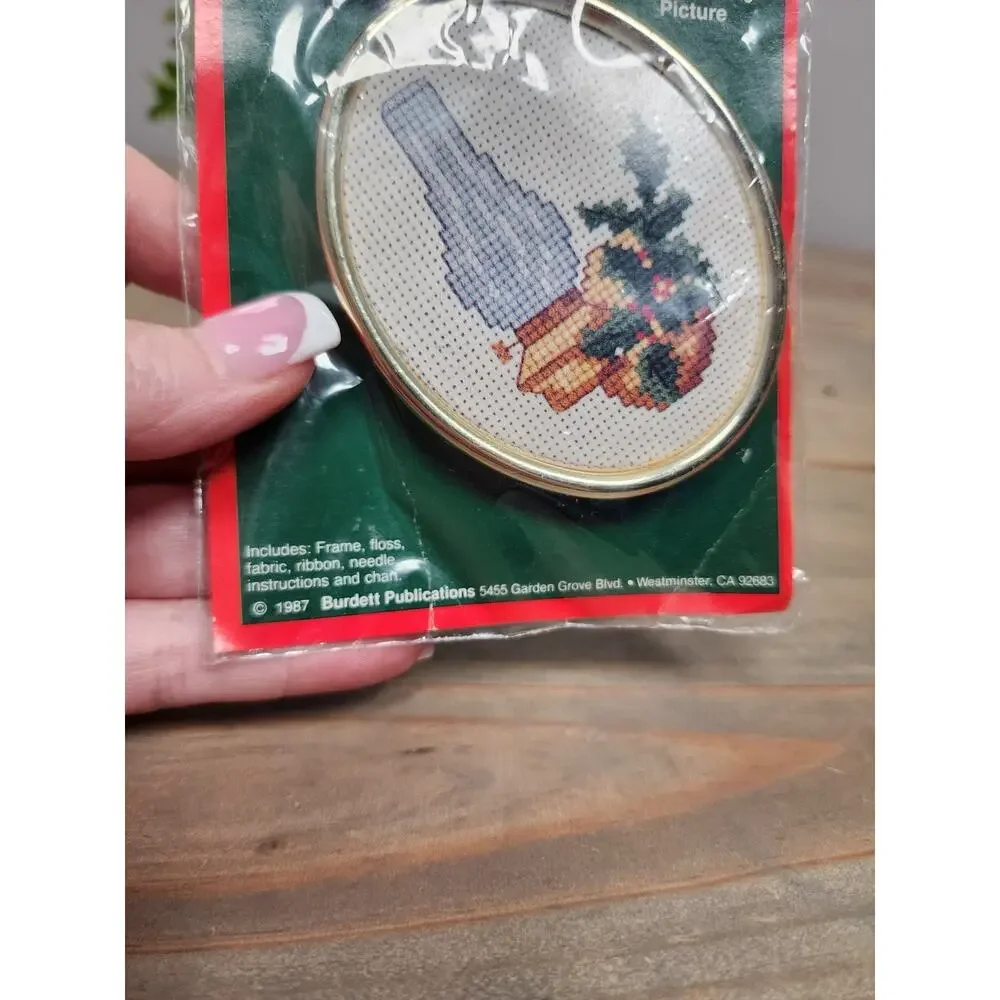 Dale Burdett Christmas Themed Counted Cross Stitch Oil Lamp Ornament